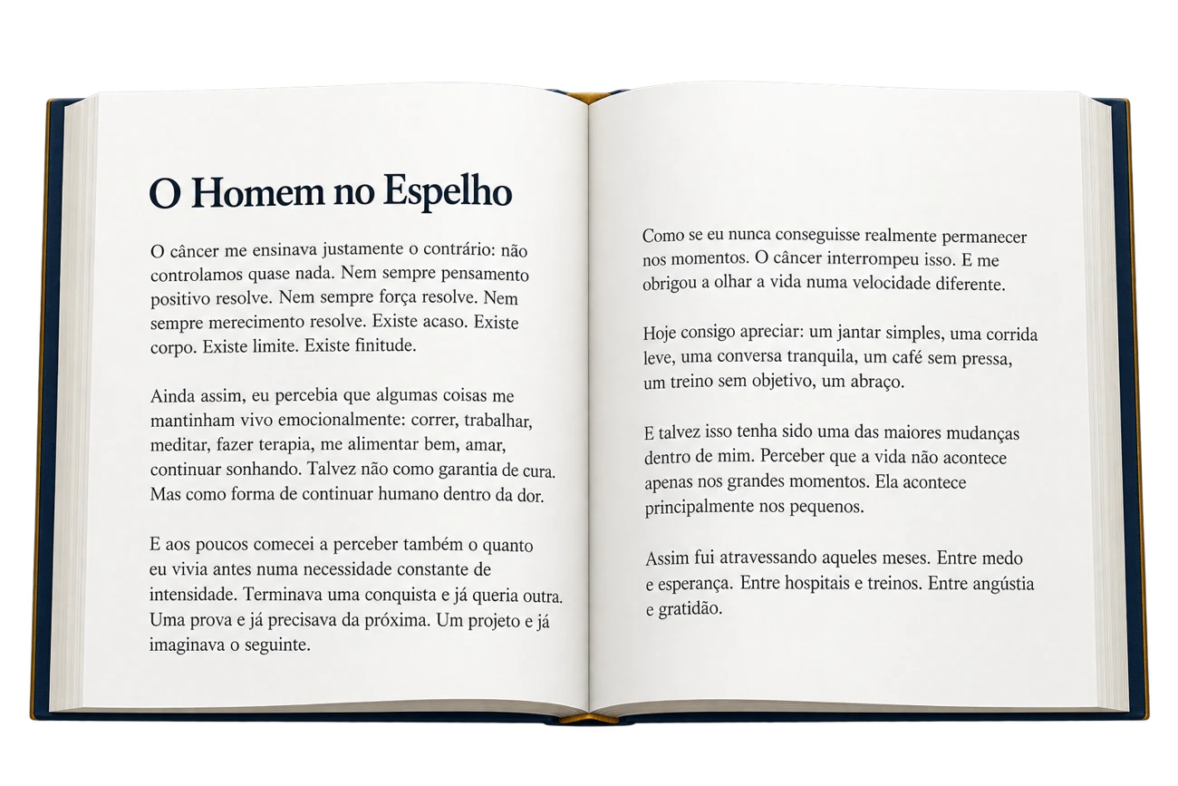 Livro aberto no capítulo O Homem no Espelho